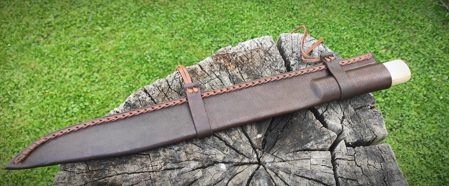 D2 steel handmade s eax knife leather sheath