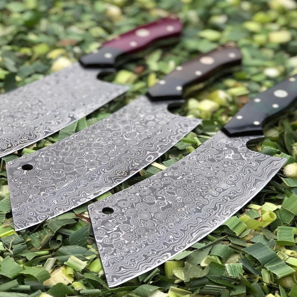 Handmade Damascus Steel Cleaver Knife with Micarta Handle