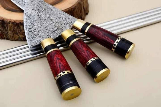 Damascus steel handmade kitchen chef knives set