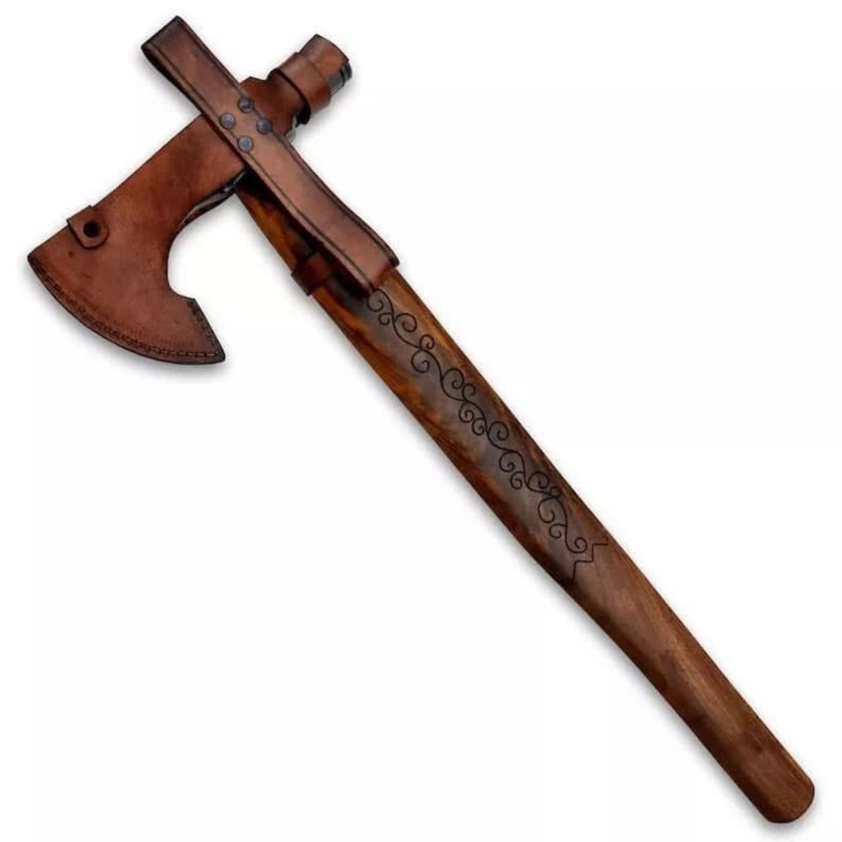 Handmade Damascus Steel Axe with Walnut Wood Handle