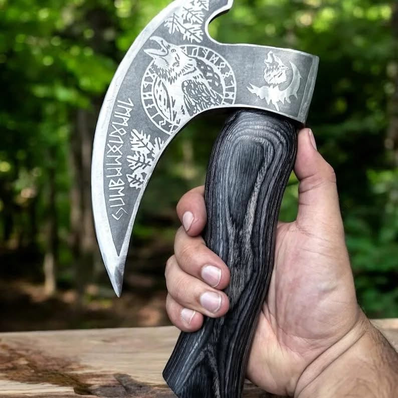 Custom handmade Viking style pizza cutter axe