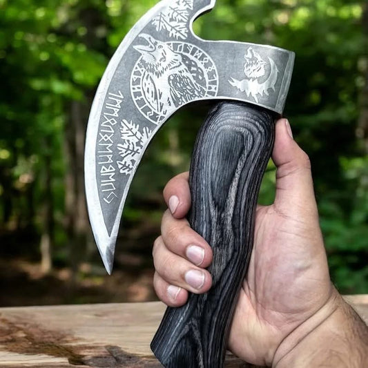 Custom handmade Viking style pizza cutter axe