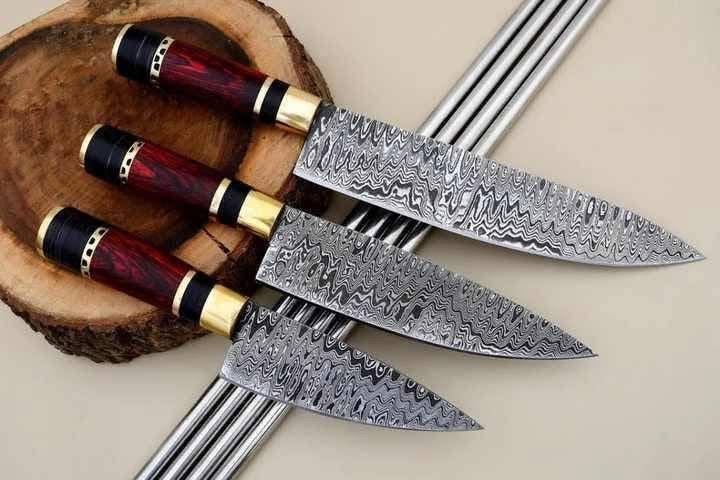 Damascus steel handmade kitchen chef knives set