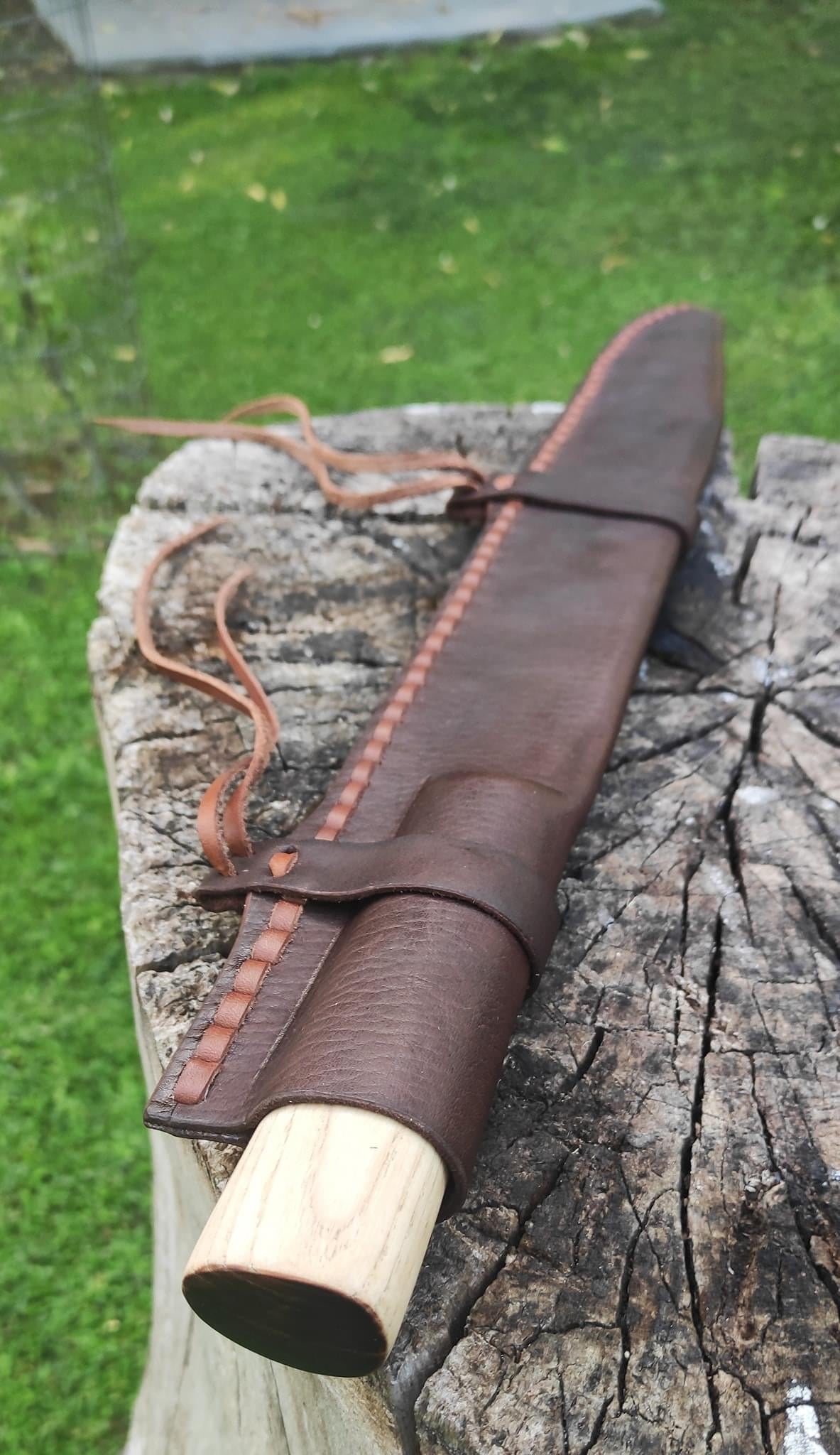 D2 steel handmade s eax knife leather sheath