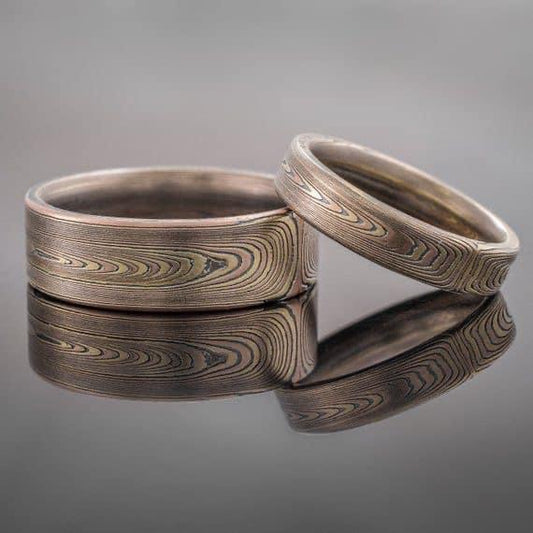 Custom handmade Damascus steel rings