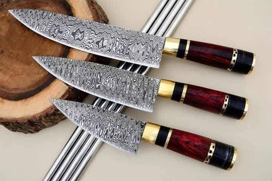 Damascus steel handmade kitchen chef knives set