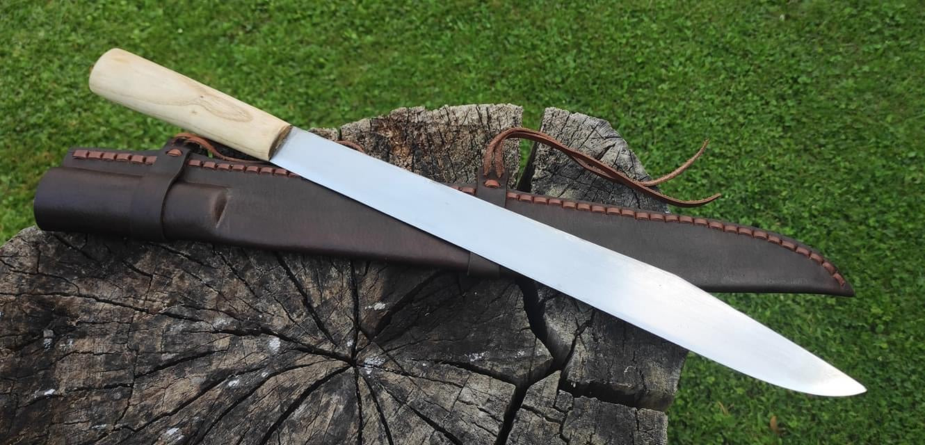 D2 steel handmade s eax knife leather sheath