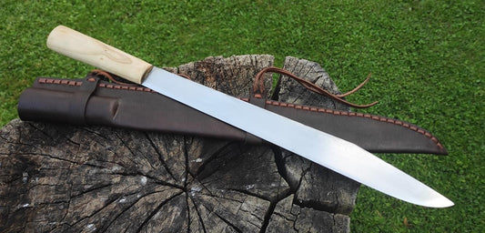 D2 steel handmade s eax knife leather sheath