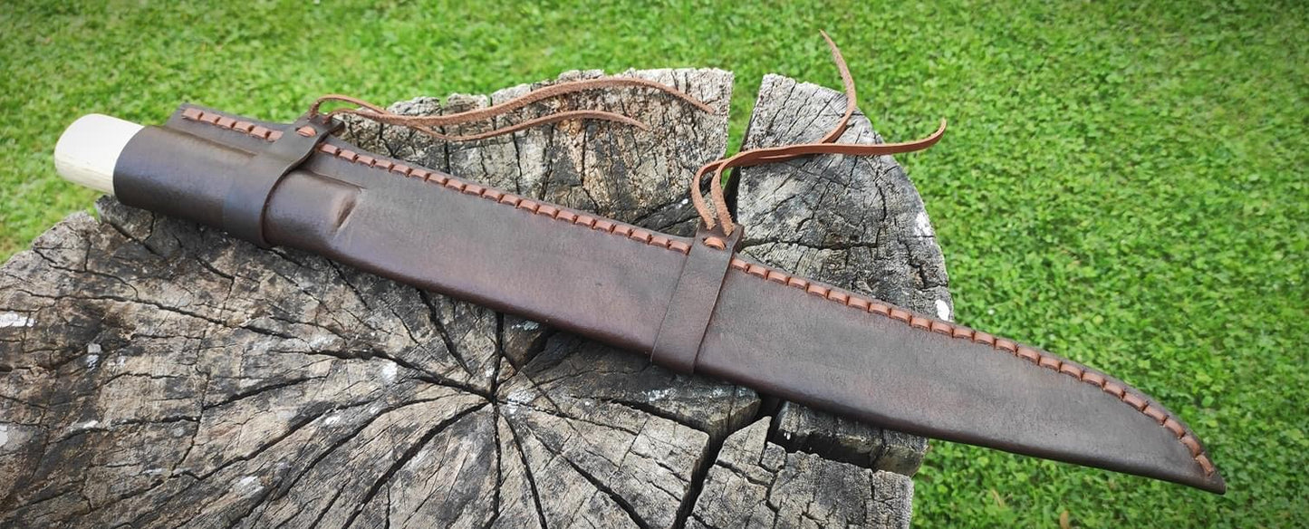 D2 steel handmade s eax knife leather sheath