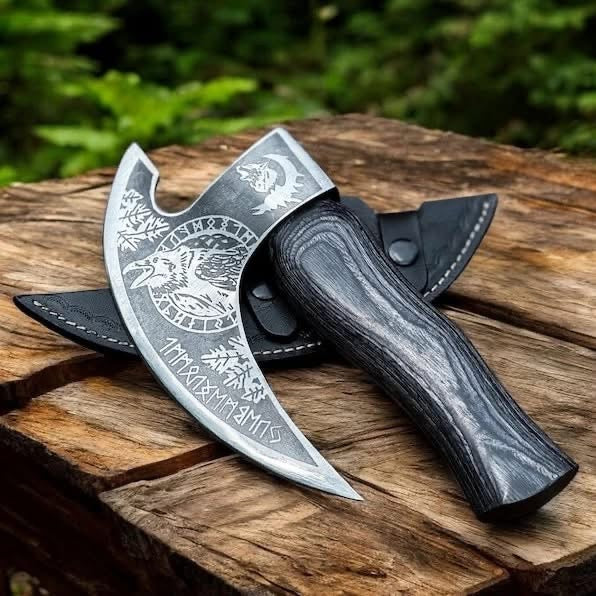 Custom handmade Viking style pizza cutter axe