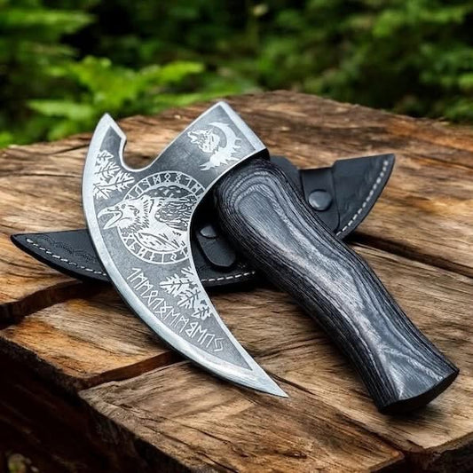 Custom handmade Viking style pizza cutter axe