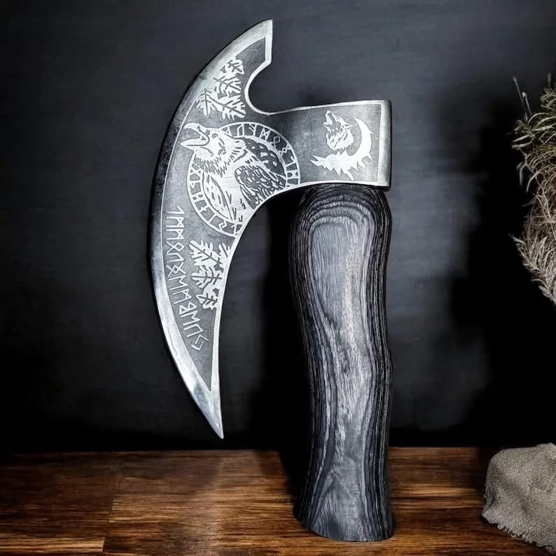 Custom handmade Viking style pizza cutter axe