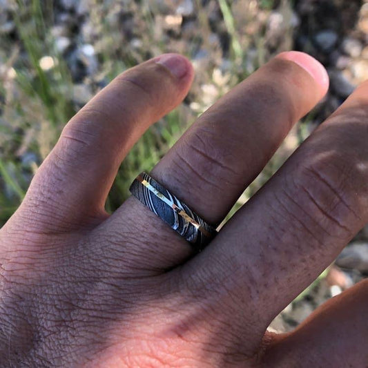 Custom handmade Damascus steel rings