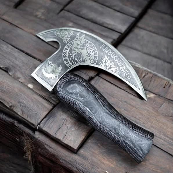 Custom handmade Viking style pizza cutter axe