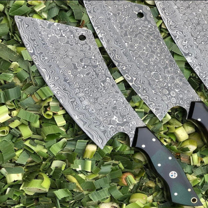 Handmade Damascus Steel Cleaver Knife with Micarta Handle