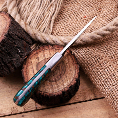 Handmade Damascus Steel Cowboy Hunting Knife with Pine Cone Handle